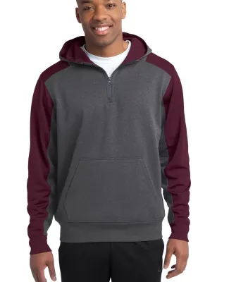 Sport Tek ST249 Sport-Tek  Tech Fleece Colorblock  Grph Hea/Mroon