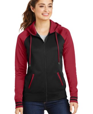 Sport Tek LST236 Sport-Tek Ladies Sport-Wick Varsi in Black/ deep red