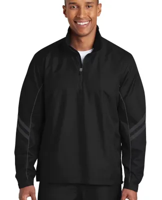 Sport Tek JST84 Sport-Tek Shield Ripstop 1/2-Zip P in Black/grph gry