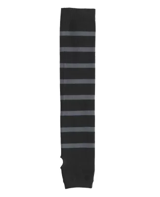 Sport Tek STA03 Sport-Tek Striped Arm Socks Black/Iron Gry
