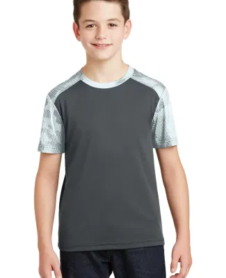 Sport Tek YST371 Sport-Tek Youth CamoHex Colorbloc in Iron gry/white