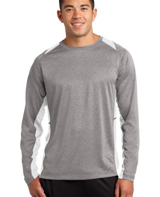 Sport Tek ST361LS Sport-Tek Long Sleeve Heather Co in Vnt he/white