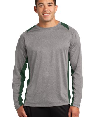 Sport Tek ST361LS Sport-Tek Long Sleeve Heather Co in Vnt he/for grn