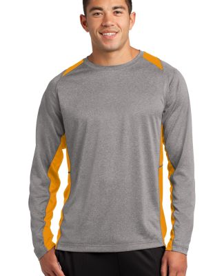Sport Tek ST361LS Sport-Tek Long Sleeve Heather Co in Vnt he/gold