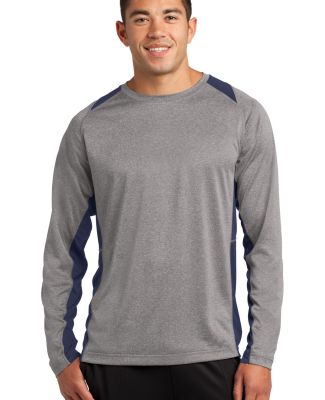 Sport Tek ST361LS Sport-Tek Long Sleeve Heather Co in Vnt he/tr navy