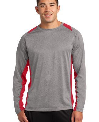 Sport Tek ST361LS Sport-Tek Long Sleeve Heather Co in Vnt he/tr red