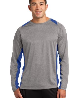 Sport Tek ST361LS Sport-Tek Long Sleeve Heather Co in Vnt he/tr royl