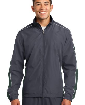 Sport Tek JST61 Sport-Tek Piped Colorblock Wind Ja in Grph gry/forst