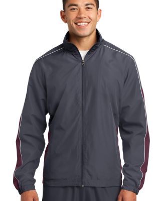 Sport Tek JST61 Sport-Tek Piped Colorblock Wind Ja in Grph gry/maroo