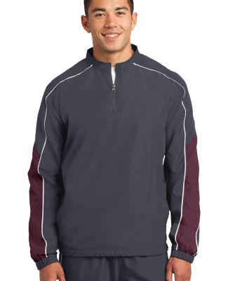 Sport Tek JST64 Sport-Tek Piped Colorblock 1/4-Zip in Graph/marn/wht