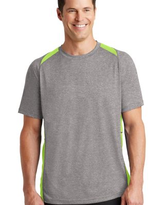 Sport Tek ST361 Sport-Tek Heather Colorblock Conte in Vtghthr/limesh