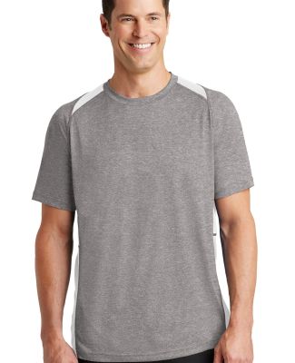 Sport Tek ST361 Sport-Tek Heather Colorblock Conte in Vtghthr/white
