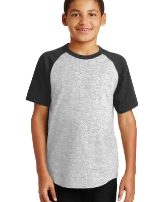 Sport Tek YT201 Sport-Tek Youth Short Sleeve Color Grey He/Black