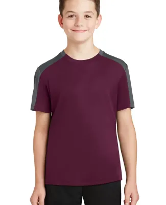 Sport Tek YST354 Sport-Tek Youth PosiCharge Compet Maroon/Iron Gy