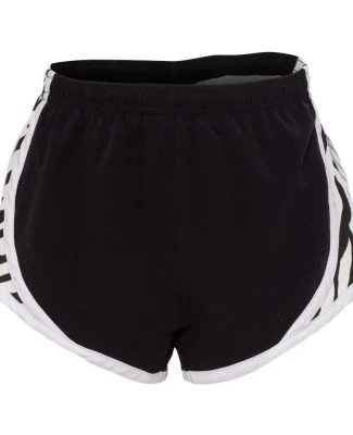 Boxercraft P62Y Girls' Velocity Running Shorts in Black/ white/ zebra