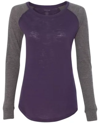 Boxercraft T66 Women's Preppy Patch Slub T-Shirt Purple/ Granite
