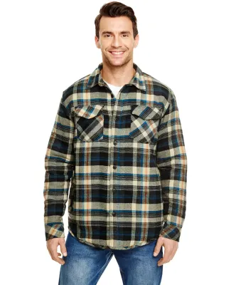 Burnside 8610 Quilted Flannel Jacket in Khaki plaid