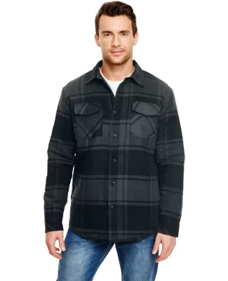 Burnside 8610 Quilted Flannel Jacket in Black plaid