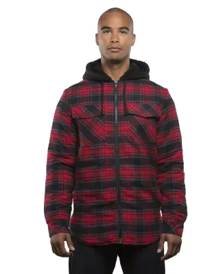 Burnside 8620 Quilted Flannel Full-Zip Hooded Jack in Red