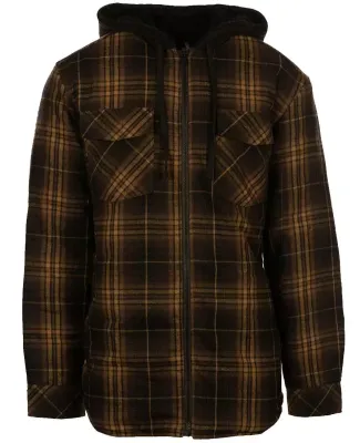 Burnside 8620 Quilted Flannel Full-Zip Hooded Jack in Brown/ black