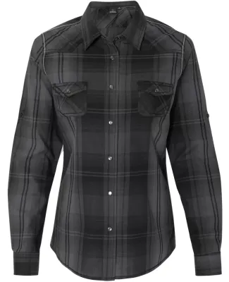 Burnside 5206 Women's Convertible Sleeve Flannel W Black/ Grey