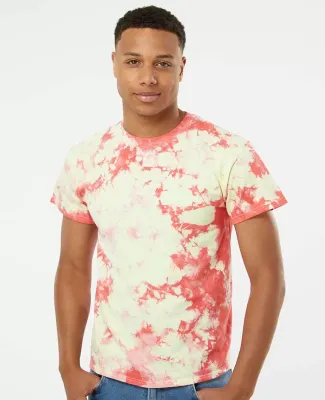Dyenomite 200CR Crystal Tie Dyed T-Shirts in Coral/ soft yellow