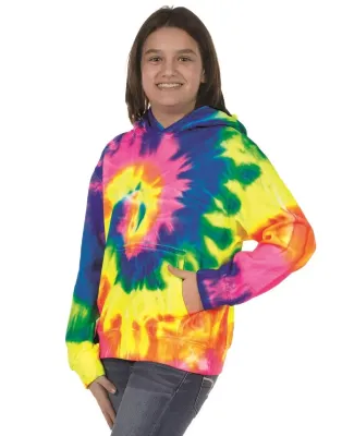 Dyenomite 854BMS Youth Multi-Color Swirl Hooded Sw in Flo rainbow spiral