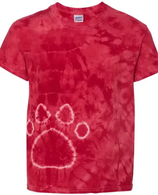 Dyenomite 20BPR Youth Pawprint Short Sleeve T-Shir in Red