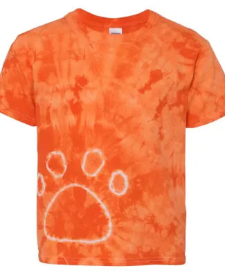 Dyenomite 20BPR Youth Pawprint Short Sleeve T-Shir in Orange