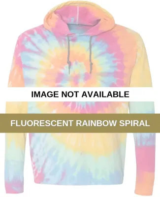Dyenomite 430VR Tie-Dyed Hooded Pullover T-Shirt Fluorescent Rainbow Spiral