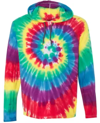 Dyenomite 430VR Tie-Dyed Hooded Pullover T-Shirt in Classic rainbow spiral