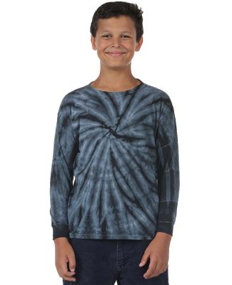 Dyenomite 24BCY Youth Cyclone Tie Dye Long Sleeve  in Black