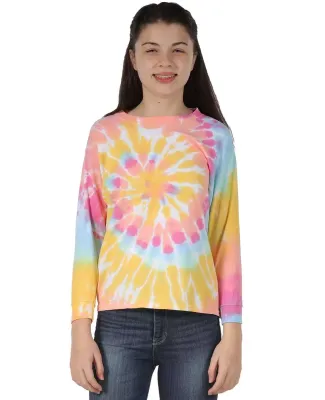 Dyenomite 24BMS Youth Spiral Tie Dye Long Sleeve in Aerial spiral