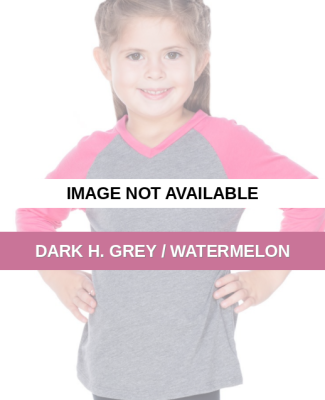 PJP0568 Little Girls 3-6X Sheer Jersey Contrast V  Dark H. Grey / Watermelon