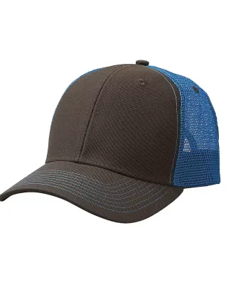 Ouray 50004/Contrast Stitch Mesh Trucker Hat Dark Grey/Neon Blue