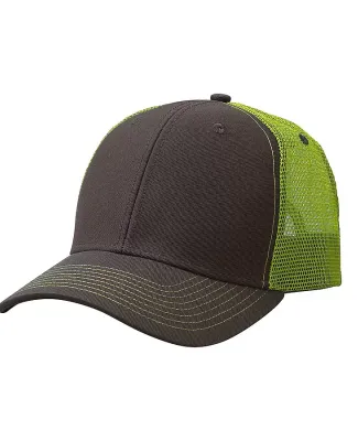 Ouray 50004/Contrast Stitch Mesh Trucker Hat Dark Grey/Neon Green