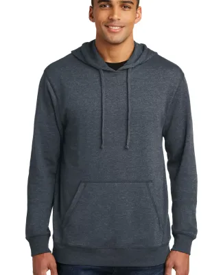 DM391 District Made Mens Lightweight Fleece Hoodie Hthrd Navy