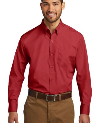 Port Authority W100  Long Sleeve Carefree Poplin S in Rich red