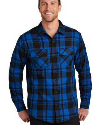 242 W668 Port Authority Plaid Flannel Shirt in Royal/black