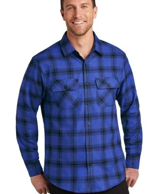 242 W668 Port Authority Plaid Flannel Shirt in Ry/bkoppld