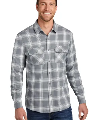 242 W668 Port Authority Plaid Flannel Shirt in G/cropnpld