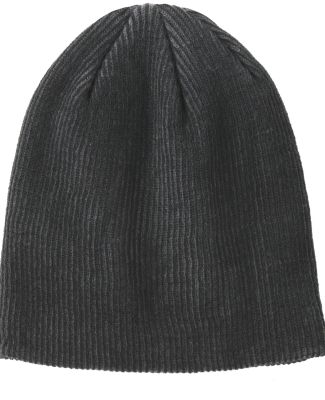 242 C935 Port Authority Rib Knit Slouch Beanie in Black/iron gry