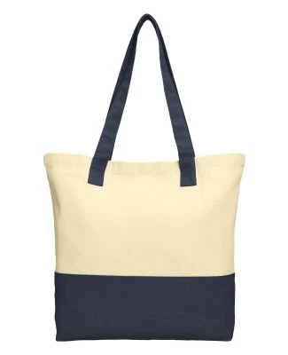 242 BG414 Port Authority Colorblock Cotton Tote in Nat/navy
