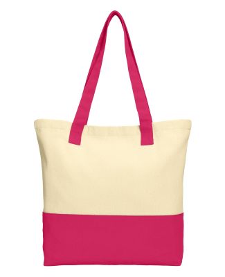 242 BG414 Port Authority Colorblock Cotton Tote in Nat/pink azal