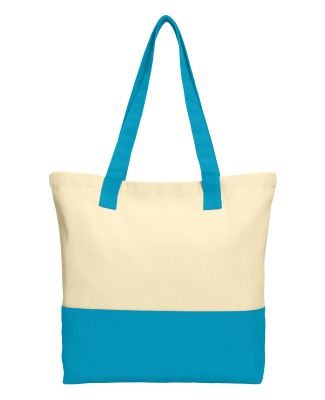 242 BG414 Port Authority Colorblock Cotton Tote in Nat/turquoise