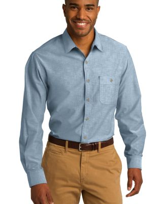 242 S653 CLOSEOUT Port Authority Chambray Shirt in Chambray blue