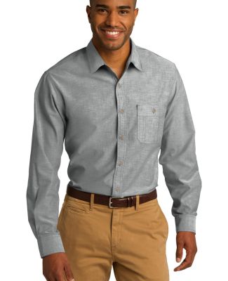 242 S653 CLOSEOUT Port Authority Chambray Shirt in Charcoal grey