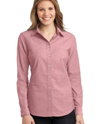 242 L653 CLOSEOUT Port Authority Ladies Chambray S in Barn red