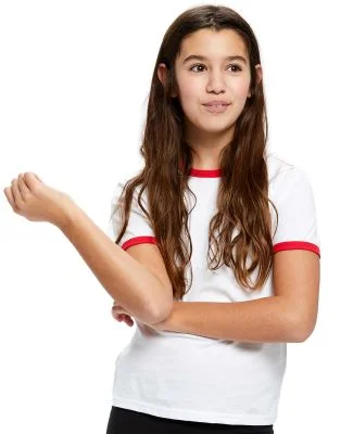 Youth Classic Ringer T-Shirt in White/ red
