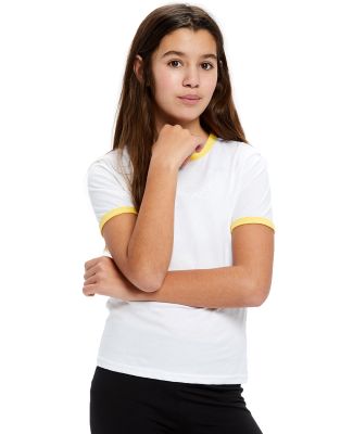 Youth Classic Ringer T-Shirt in White/ yellow